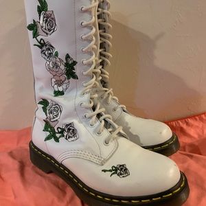 Dr. Martens White Floral Vonda Tall Boot